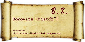 Borovits Kristóf névjegykártya